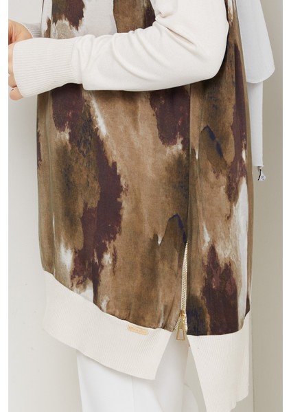 Kadın Yarım Balıkçı Yaka Yandan Fermuarlı Ipek Kupra Merserize Tunik -PMK494 indirimleri