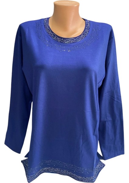 Rahat Kesim Inci Taş Işlemeli Anne Kadın Penye Bluz fırsatları