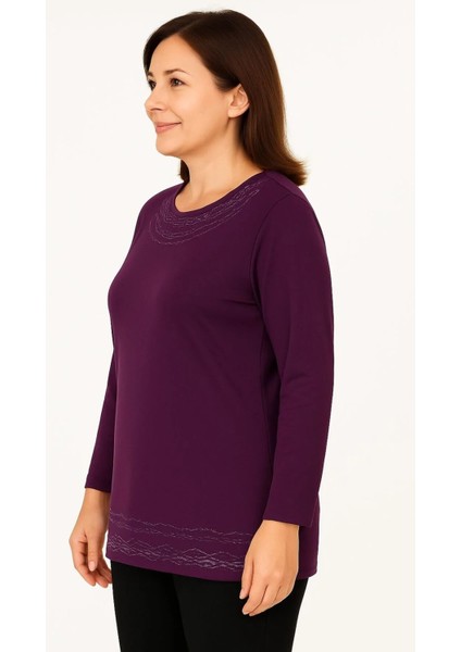 Rahat Kesim Inci Taş Işlemeli Anne Kadın Penye Bluz fiyatları