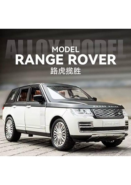 Range Rover Land Jip Tarzı Araba Diecast Model Araba 1:24 Range Rover Beyaz Jip Sesli ve Işıklı