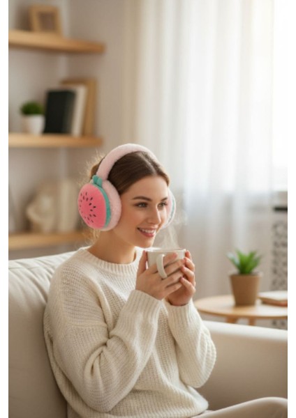 Soğuktan Koruyucu Meyveli Peluş Kışlık Katlanabilir Kulaklık Kulak Koruyucu