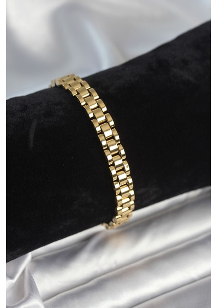 316L Çelik Gold Renk 7 mm Kalınlık Erkek Bileklik