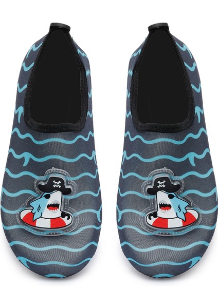 Işıklı Köpek Balığı Figürlü Kaymaz Tabanlı Esnek Hafif Dayanıklı Çocuk Havuz Plaj Deniz Ayakkabısı