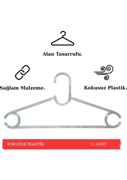 12 Adet Kristal Plastik Askı, Elbise Askısı, Şeffaf Askı, Çocuk Askı, Gömlek Askısı modelleri
