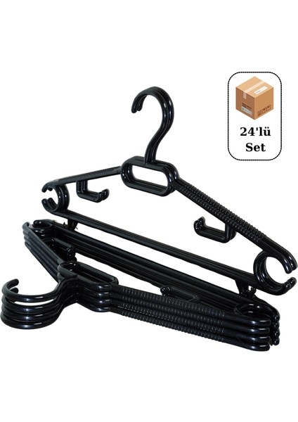 24 Adet Plastik Organizer Askı, Plastik Askı, Elbise Askısı, Kıyafet Askısı, Kancalı Askı