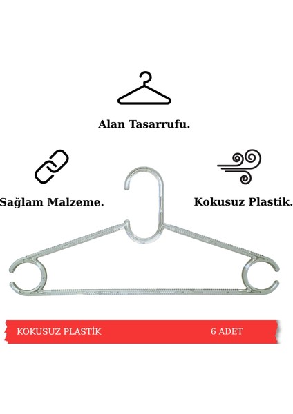 6 Adet Kristal Plastik Askı, Elbise Askısı, Şeffaf Askı, Çocuk Askı, Gömlek Askısı fiyatları