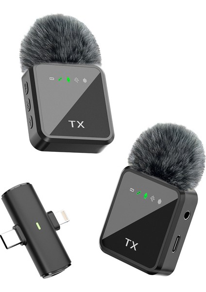 Kablosuz Tüylü Yaka Mikrofonu iPhone Type-C Pc Tablet Video Kayıt Vlog Mikrofon Lightning Usb-C Çıkış