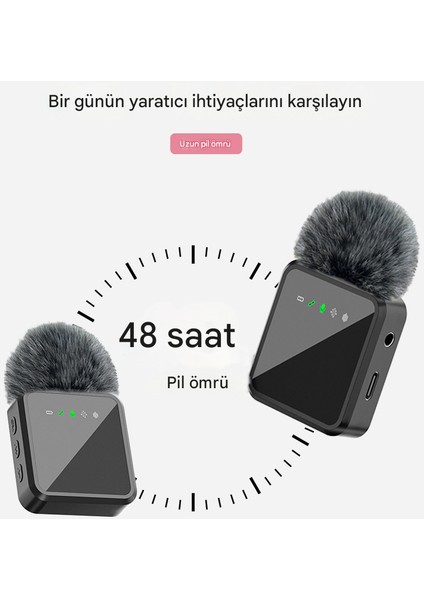 Kablosuz Tüylü Yaka Mikrofonu iPhone Type-C Pc Tablet Video Kayıt Vlog Mikrofon Lightning Usb-C Çıkış fiyatları