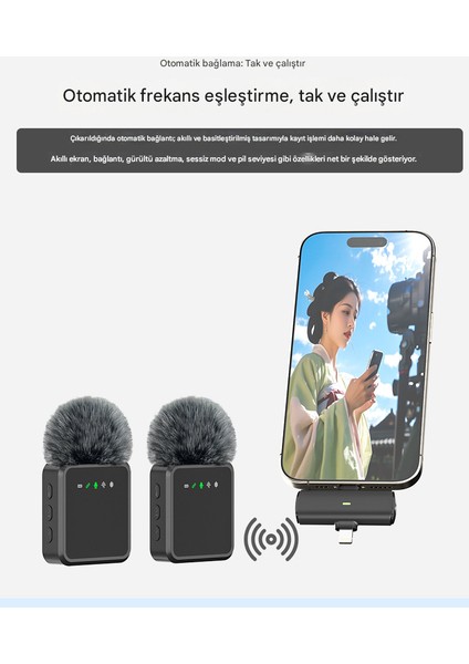 Kablosuz Tüylü Yaka Mikrofonu iPhone Type-C Pc Tablet Video Kayıt Vlog Mikrofon Lightning Usb-C Çıkış modelleri