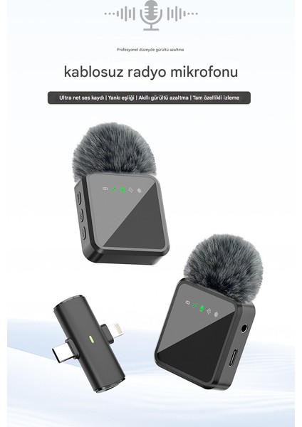 Kablosuz Tüylü Yaka Mikrofonu iPhone Type-C Pc Tablet Video Kayıt Vlog Mikrofon Lightning Usb-C Çıkış fırsatları