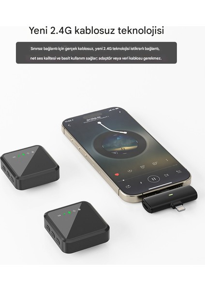 Kablosuz Tüylü Yaka Mikrofonu iPhone Type-C Pc Tablet Video Kayıt Vlog Mikrofon Lightning Usb-C Çıkış