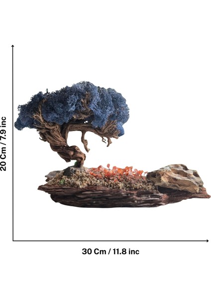 Bonsai Model Masaüstü Dekor – El Yapımı, Gerçek Ağaç Gövdesi, Mavi Şoklanmış Yosun Ağaç indirimleri