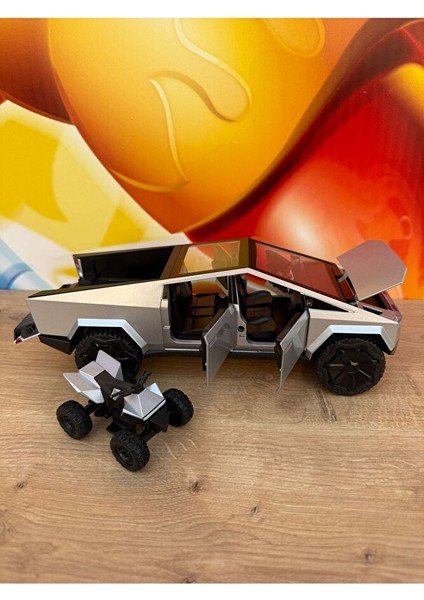 1:24 Diecast Metal Tesla Cybertruck Pickup Kamyonet Jip Atv Motorlu Sesli Işıklı Açılar Kapılar fiyatları