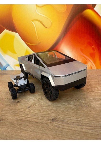 1:24 Diecast Metal Tesla Cybertruck Pickup Kamyonet Jip Atv Motorlu Sesli Işıklı Açılar Kapılar fırsatları