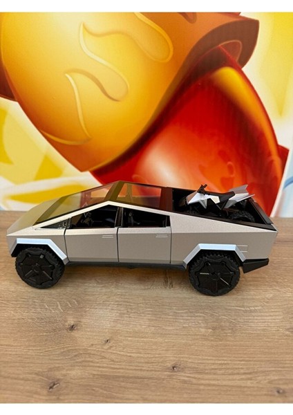 1:24 Diecast Metal Tesla Cybertruck Pickup Kamyonet Jip Atv Motorlu Sesli Işıklı Açılar Kapılar indirimleri