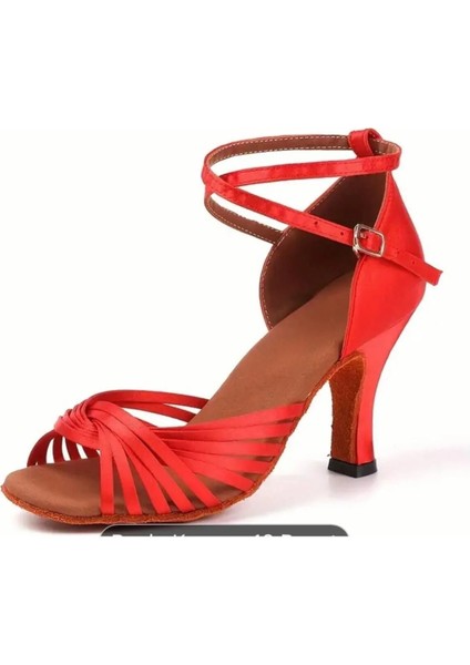 Salsa Dans Ayakkbısı- Kırmızı Saten Bantlı 7 cm Kadeh Topuk fiyatları