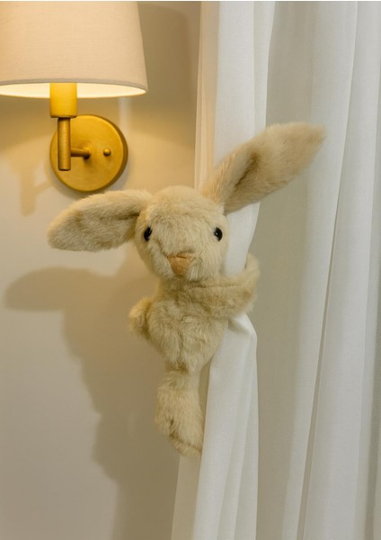 Sarılan Tavşan Peluş, Fon Perde Toplayıcı, Hug Me Tavşan Peluş 25 Cm Bej Kahverengi