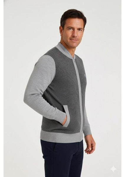 Erkek Orta Yaş ve Üzeri Triko Örgü Akrilik Fermuarlı Kışlık Baba Hırka 2062 Açık Gri fiyatları