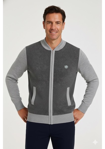 Erkek Orta Yaş ve Üzeri Triko Örgü Akrilik Fermuarlı Kışlık Baba Hırka 2062 Açık Gri fırsatları