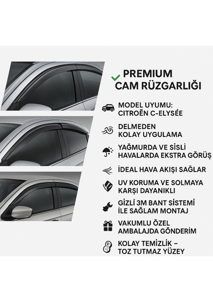 Citroen C-Elysee Cam Rüzgarlığı Kırılmaz Çizilmez 4'lü Takım fiyatları