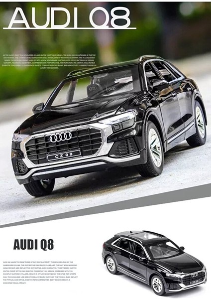 Audi Q8 Suv Tarzı Araba 1:24 Diecast Metal Model Araba Koleksiyon Araba Sesli Işıklı Audi Jip Araba modelleri