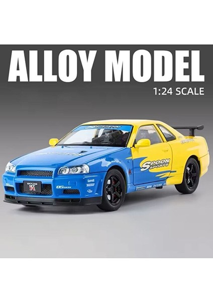 Nissan Skyline Gtr R34 Modifiyeli 1:24 Diecast Metal Model Araba Açılan Kaplıar