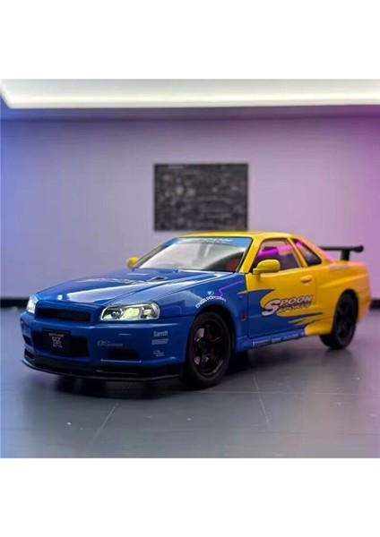 Nissan Skyline Gtr R34 Modifiyeli 1:24 Diecast Metal Model Araba Açılan Kaplıar modelleri