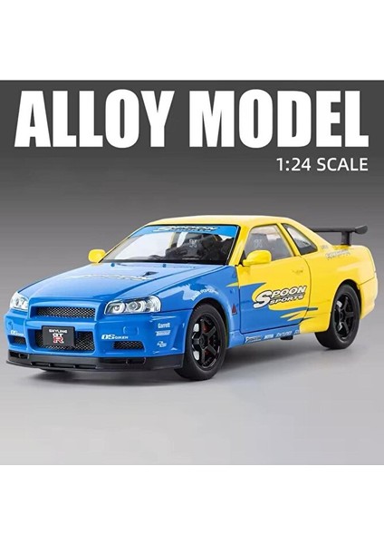 Nissan Skyline Gtr R34 Modifiyeli 1:24 Diecast Metal Model Araba Açılan Kaplıar indirimleri