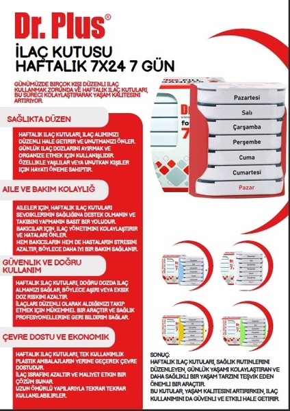 Sarhemen Dr. Plus Haftalık Hap Saklama Kutusu – Beyaz fiyatları