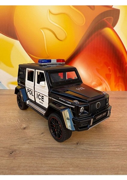 Mercedes G65 Diecast Model Araba 1:24 Polis Arabası Komple Metal Sesli Işıklı Tüm Kapılar Açılır