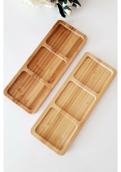 2 Adet Bambu 3 Bölmeli Çerezlik Sunumluk Yağdanlık Şişe Standı. modelleri