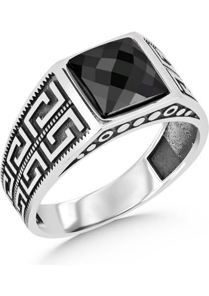 Siyah Zirkon Taşlı 925 Ayar Erkek Gümüş Yüzük fiyatları