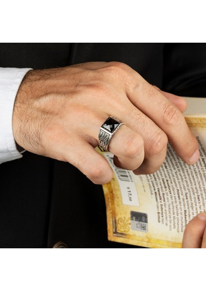 Siyah Zirkon Taşlı 925 Ayar Erkek Gümüş Yüzük modelleri