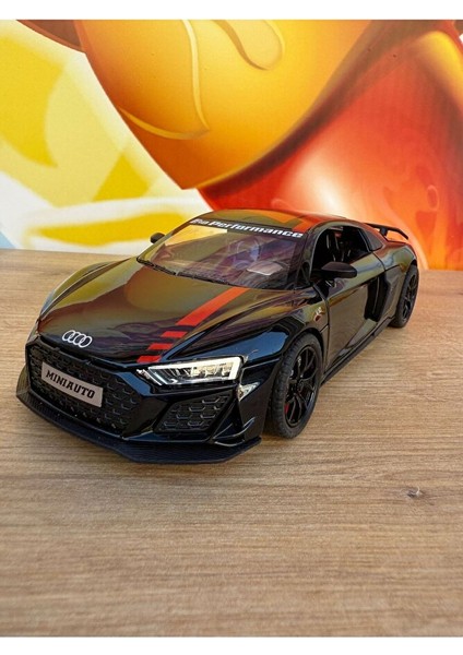 1:24 Audi R8 Diecast Model Araba Siyah Audi Araba Açılan Kapılar Sesli Işıklı Çekbırak Model Araba
