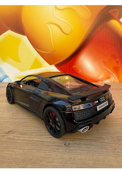 1:24 Audi R8 Diecast Model Araba Siyah Audi Araba Açılan Kapılar Sesli Işıklı Çekbırak Model Araba modelleri