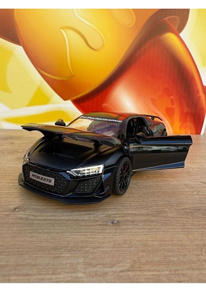 1:24 Audi R8 Diecast Model Araba Siyah Audi Araba Açılan Kapılar Sesli Işıklı Çekbırak Model Araba indirimleri