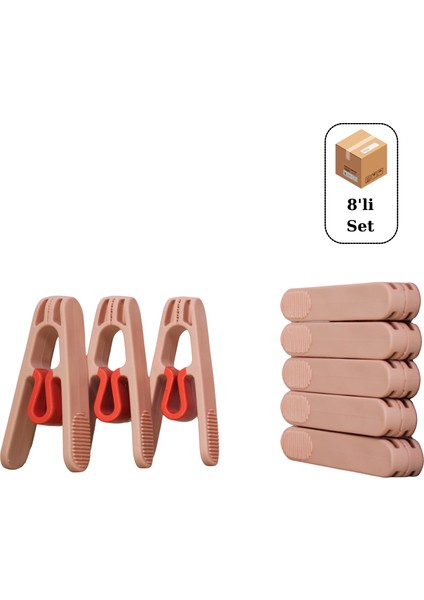 8'li Premium Plastik Yaysız Mandal, Kırılmaz Mandal, Çamaşır Mandalı, Yaysız Mandal, Poşet Klipsi