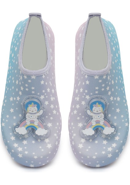 Işıklı Rainbow Figürlü Kaymaz Tabanlı Esnek Hafif Dayanıklı Çocuk Havuz Plaj Deniz Ayakkabısı