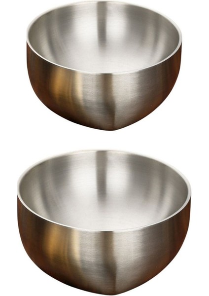 Paslanmaz Çelik Çift Cidarlı Kase, Çırpma ve Karıştırma Kabı Seti , 18/10 - 304 Kalite - 2 Adet