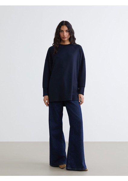 Yeni Sezon Bisiklet Yaka Oversize Kadın Sweatshirt Tunik fiyatları