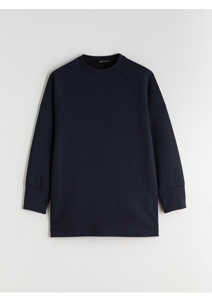 Yeni Sezon Bisiklet Yaka Oversize Kadın Sweatshirt Tunik indirimleri