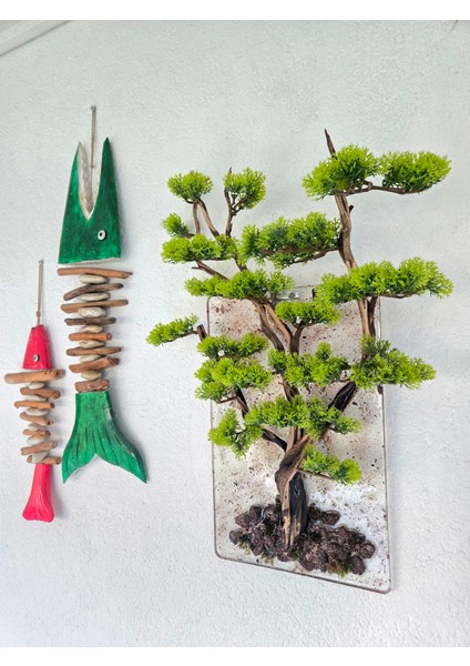 El Yapımı Duvar Bonsai – Epoksi Zeminli, Doğal Dal & Şoklanmış Yosun Duvar Dekoru