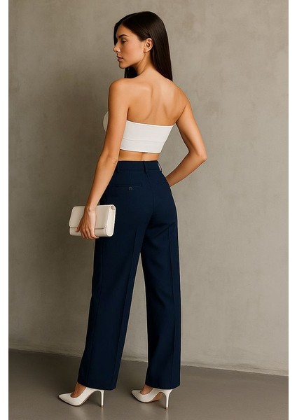 Kadın Siyah Çift Pileli Yüksek Bel Palazzo Kumaş Pantolon | Şık Ofis ve Günlük Kombinler Için fiyatları