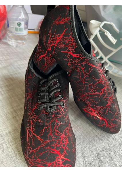 Dans Ayakkabısı - Tüm Danslar Içindir. 4 cm Kırmızı Siyah Desenli
