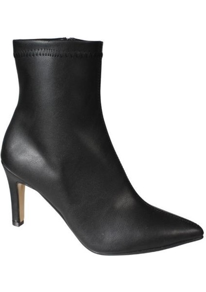 Yazkış Kadın Siyah Kahve Cilt 16CM Bilek Boyu Yandan Fermuarlı 9cm Ince Topuk Sivri Burun Topuklu Bo