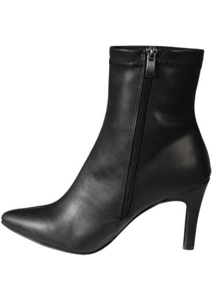 Yazkış Kadın Siyah Kahve Cilt 16CM Bilek Boyu Yandan Fermuarlı 9cm Ince Topuk Sivri Burun Topuklu Bo modelleri