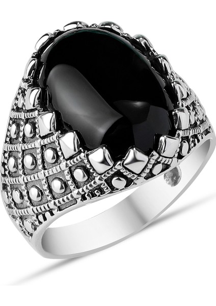 Oniks Taşlı 925 Ayar Erkek Gümüş Yüzük modelleri