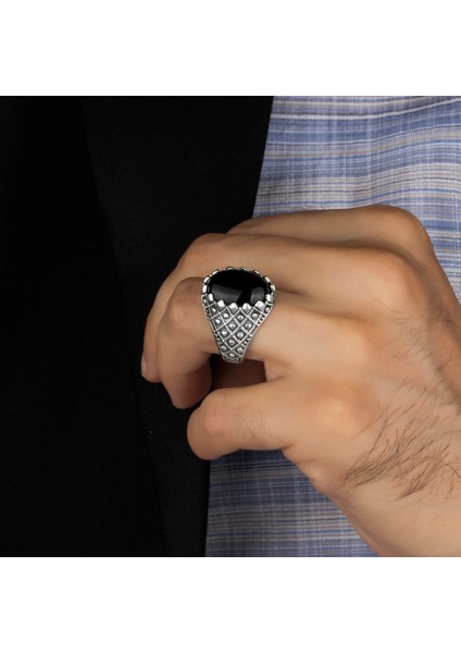 Oniks Taşlı 925 Ayar Erkek Gümüş Yüzük fırsatları