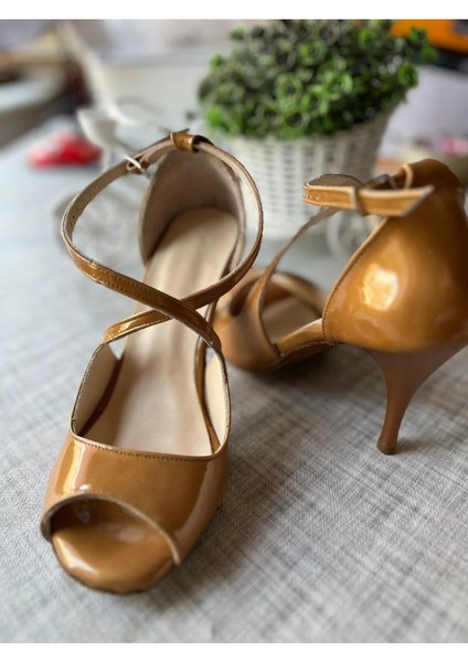 Tango Dans Ayakkabısı Yandan Çift Bağlı 8,5 cm (13 Pont) Ruğan Hardal fiyatları