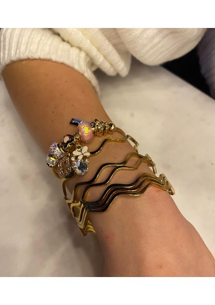 Kadın Çelik Zikzak Model Ajda Bilezik 3`lü